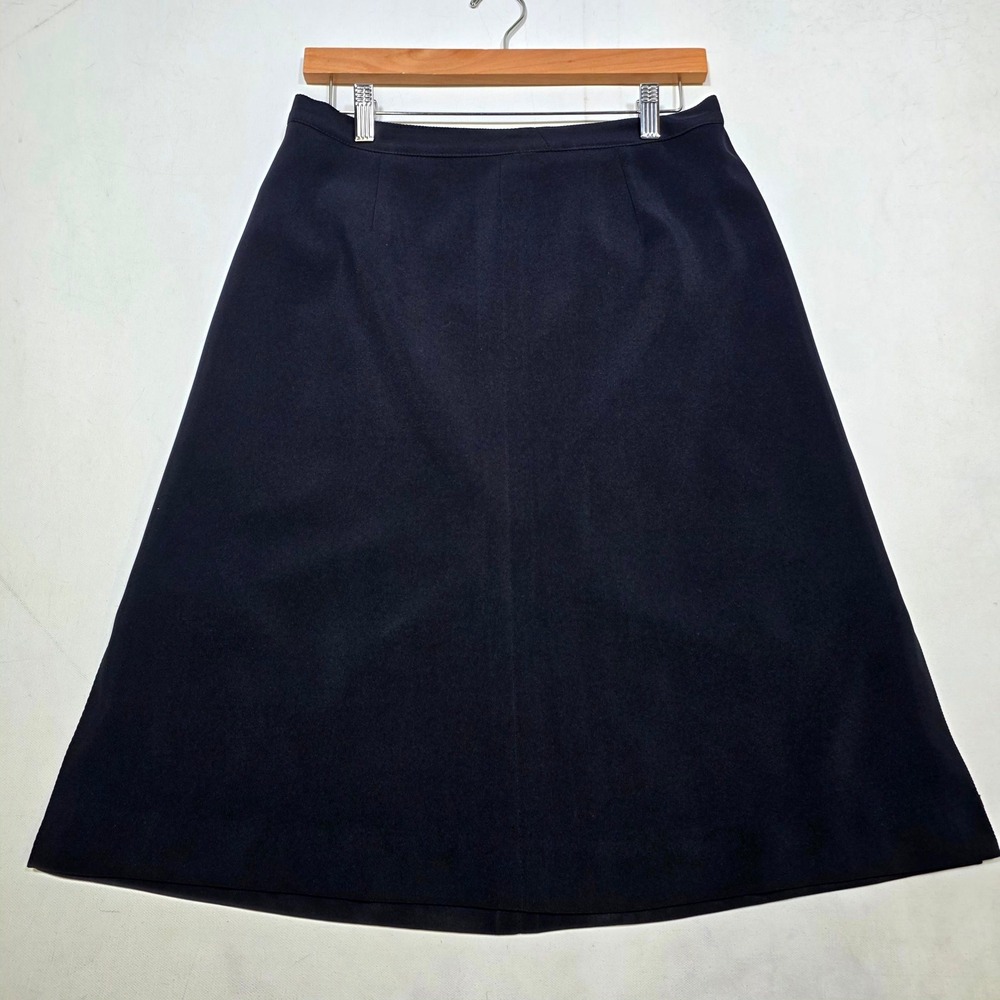 LOFT A-Line Midi Skirt Women 8 Navy Blue Lined Back Vent Work Office Career